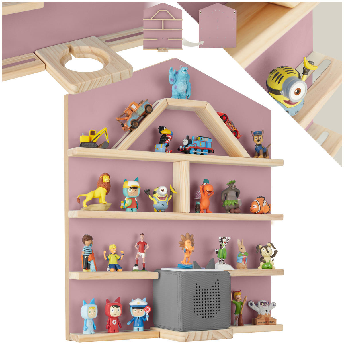 WANDREGAL 3er Set Mylittle Story,50 x 15,5 x 60 cm, pink - Pink, Holz (50/60/15.5cm) - tectake