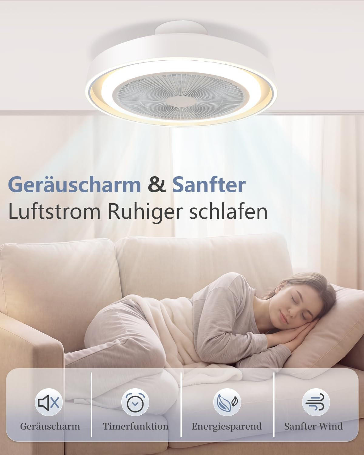 DECKENLEUCHTE mit Ventilator Avalis 50/50/20.5 cm - Weiß, Metall (50/50/20.5cm) - ZMH