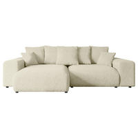 ECKSOFA mit Schlaffunktion und Bettkasten ESKAR-L 256x165x84cm Beige Bouclé - Beige/Schwarz, Holzwerkstoff/Kunststoff (165/256cm) - ALTDECOR