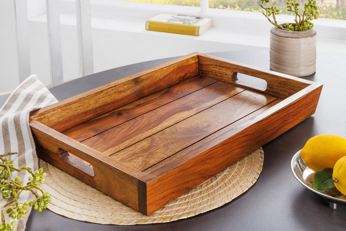 TABLETT MAKASSAR Sheesham Natur 45 cm - Braun, Holz (5cm) - riess-ambiente