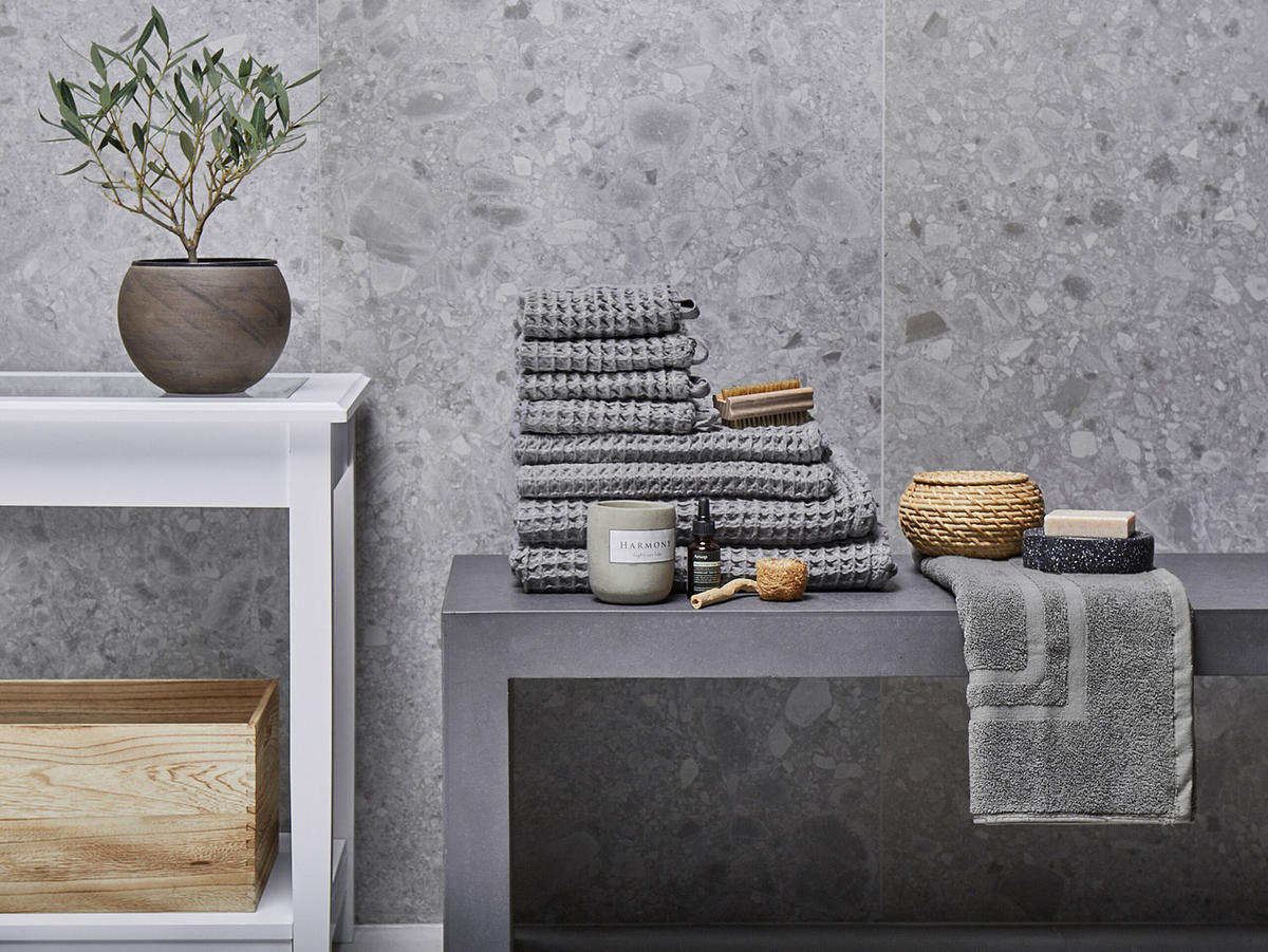 BADEHANDTUCH 9-teilig Grau Areora - Grau, Textil (70/140cm) - Beliani