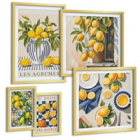 BILDER SET 5er Set - 50x50 cm & 20x30 cm & 40x60 cm Goldrahmen - Rustikale Cocktails mit Olivenblüten - Goldfarben, Kunststoff (40/60cm) - TULUP