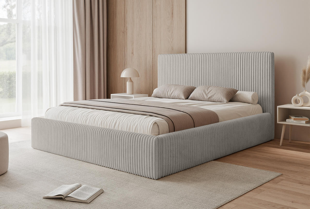 POLSTERBETT Fiugii 140x200 cm, Hellgrau - Hellgrau, Textil (140/200cm) - Fedve