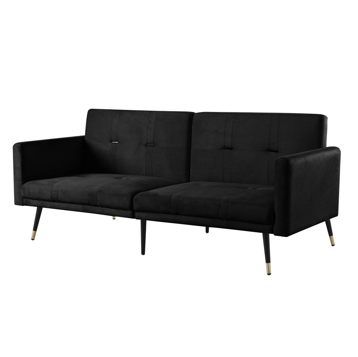SCHLAFSOFA mit verstellbaren Rückenlehnen, 2-in-1 Funktion und Samtbezug, Schwarz - Schwarz, Textil (164/70/89cm) - Redom