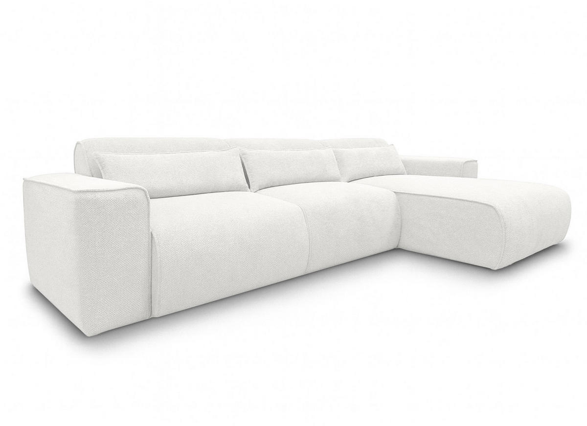 ECKSOFA L Form Ruyam Perlweiß 310/165/78 cm – Schlaffunktion Rechts - Schwarz/Weiß, Kunststoff/Textil (310/170cm) - AX Living