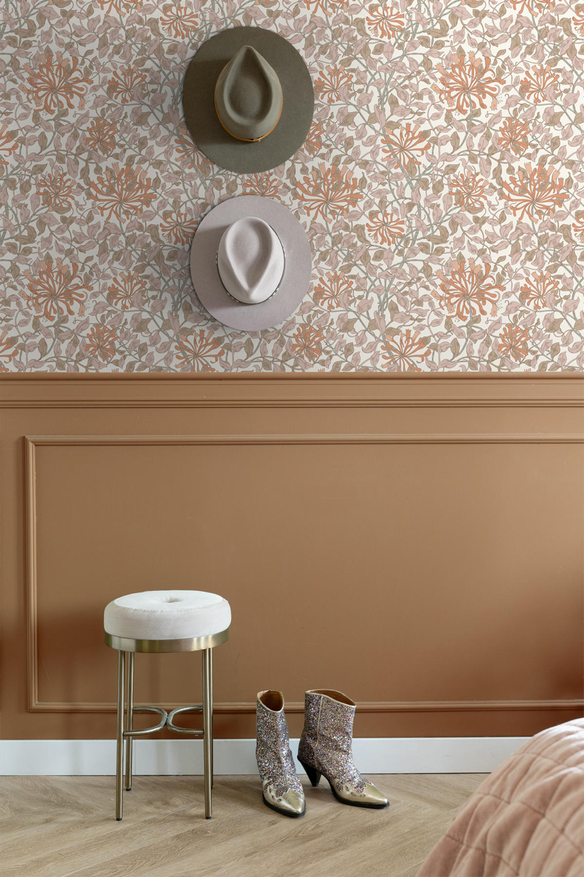 TAPETE Blumen 50 x 900 cm - Terracotta, Papier (50/900cm) - ESTAhome