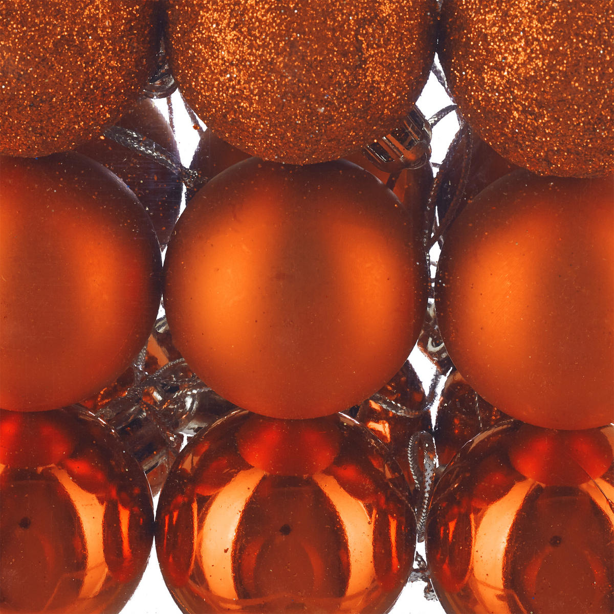 100XWEIHNACHTSKUGELN - Orange, Kunststoff (6/7/6cm) - Relaxdays