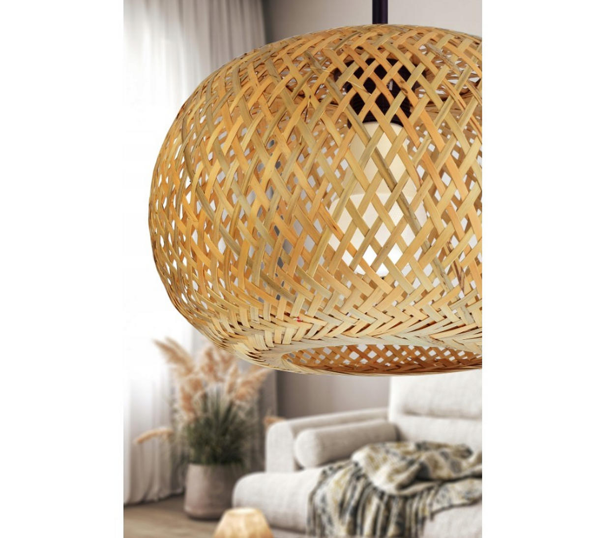 PENDELLEUCHTE BOHO - Beige, Holz/Metall (48/48/100cm) - kiki design
