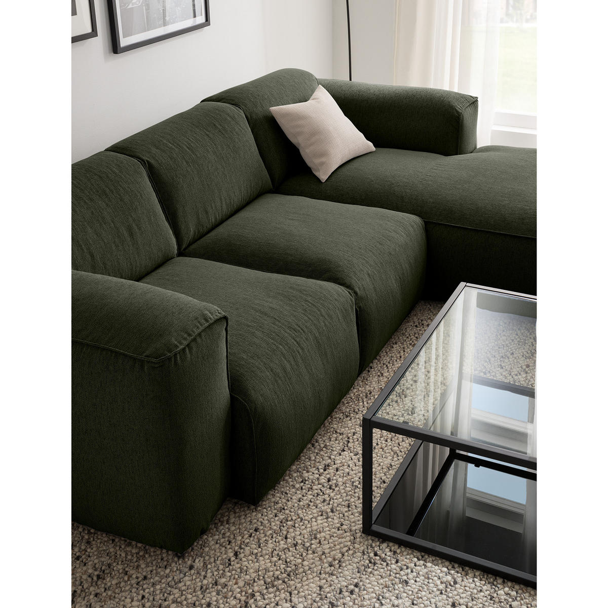 3-SITZER ECKSOFA mit Longchair - Schwarz/Grau, Kunststoff/Textil (251/173cm) - home24