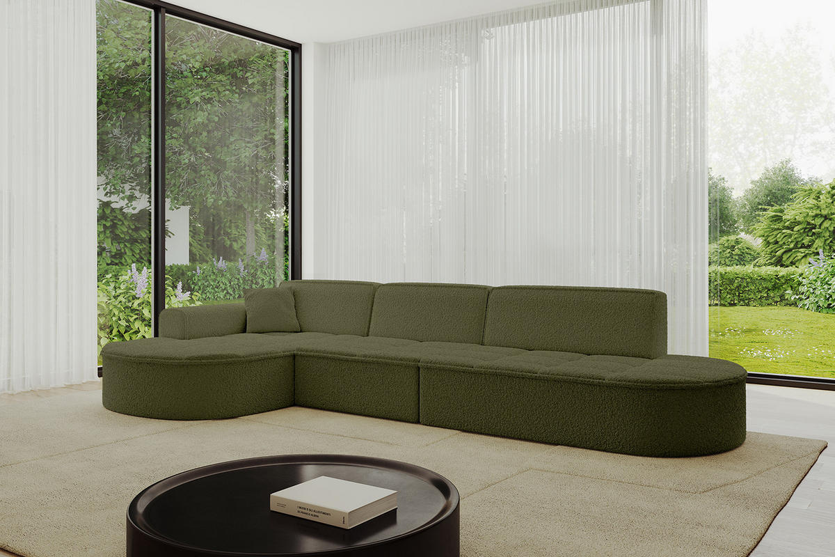 ECKSOFA Ottomane Links TARO-L2 - 328x171x79,5 cm Grün - Grün, Holzwerkstoff/Textil (328/171cm) - ALTDECOR