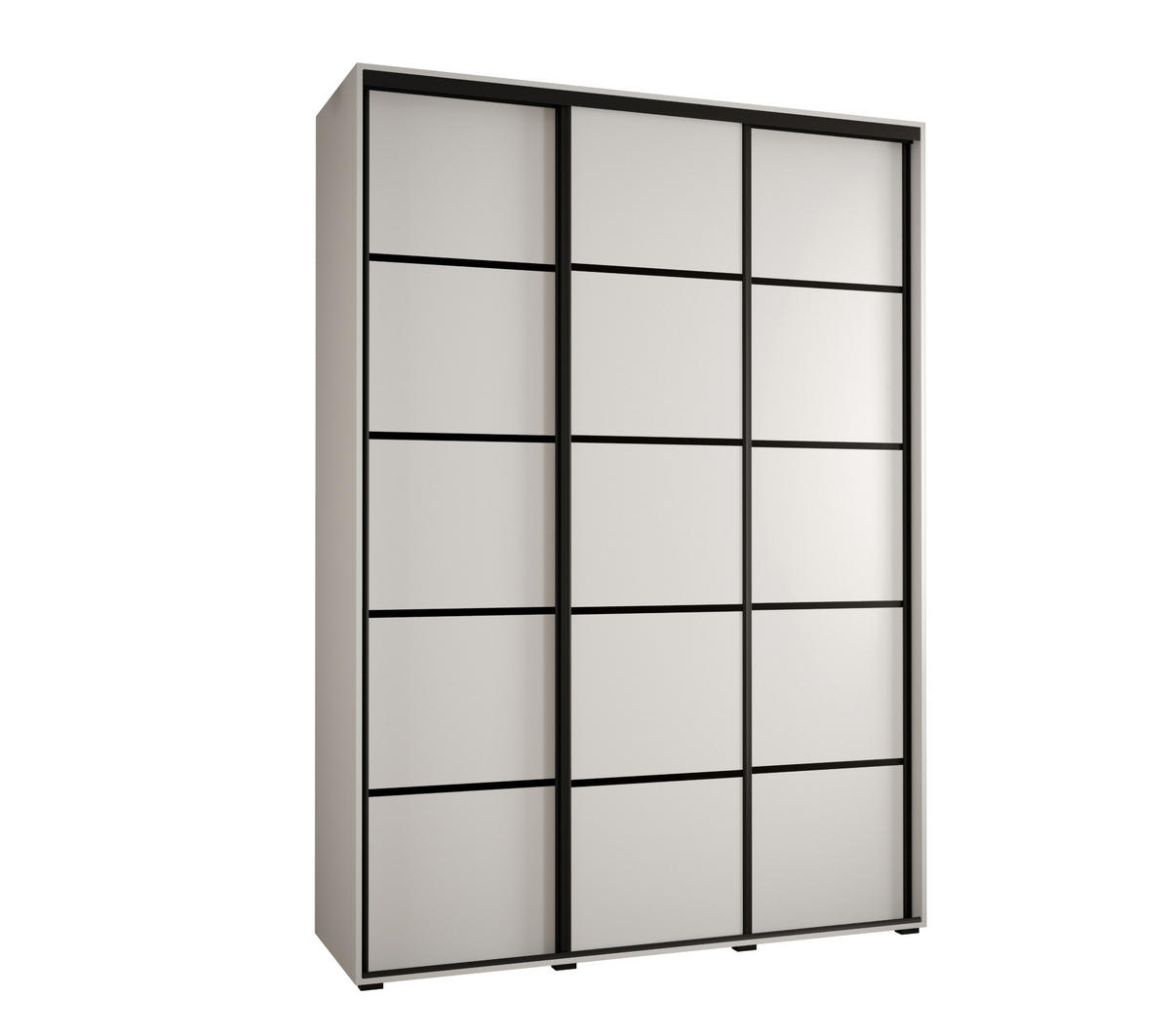 SCHWEBETÜRENSCHRANK 235,2/180/60 3-türig - Schwarz/Weiß, Holz/Metall (180/235/60cm) - Abiks Möbel