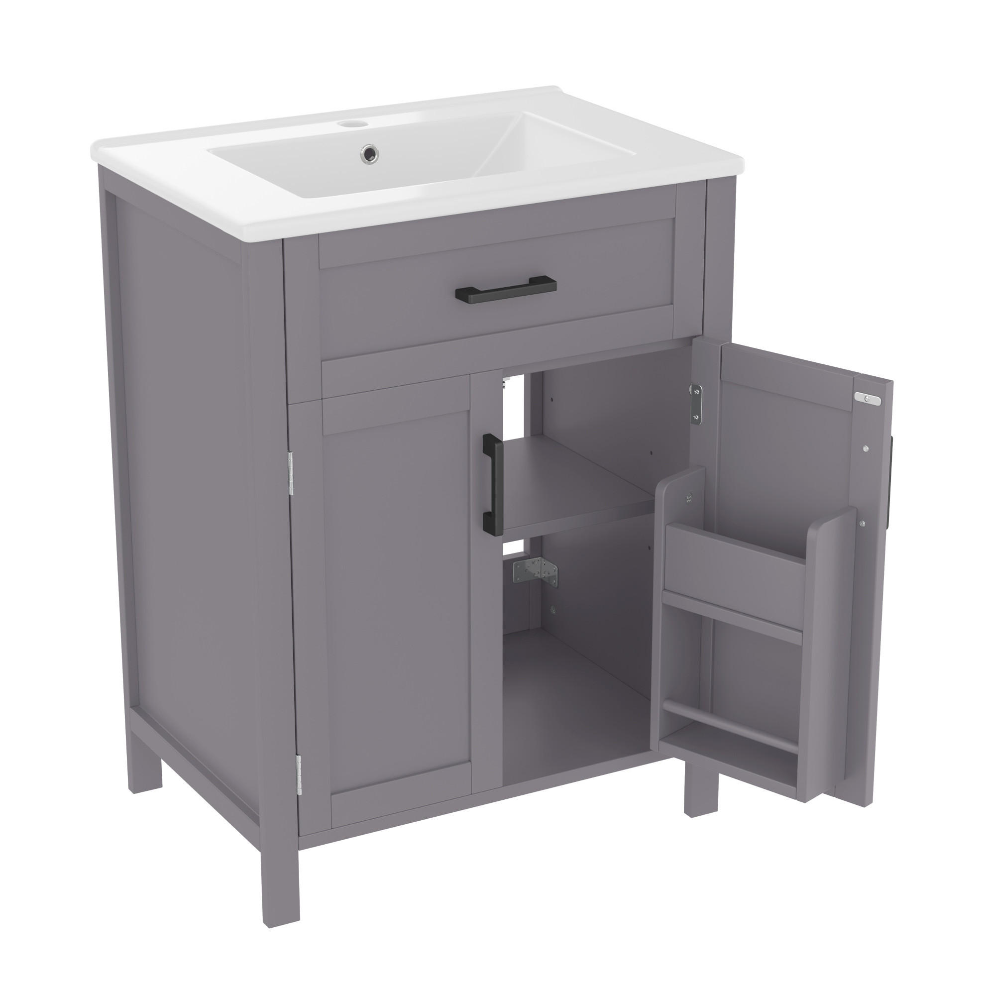 Beauniv Badezimmerschrank Grau 46x84.8x60 cm