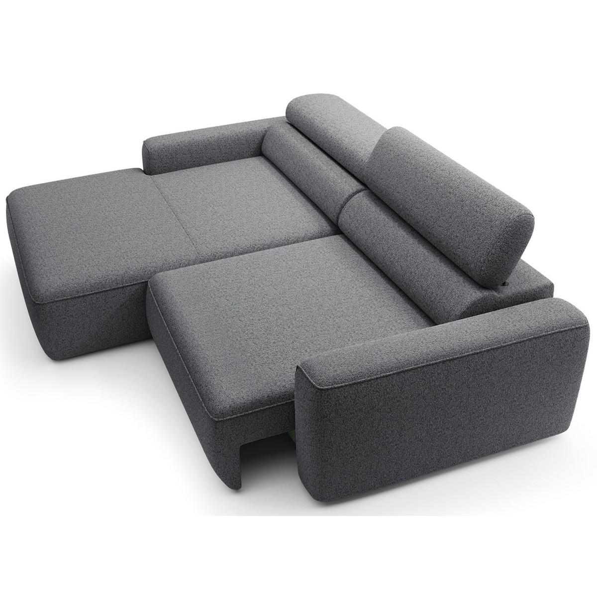 ECKSOFA Fando mit Schlaffunktion, L-Form, 4-Sitzer 252 cm, links Flechtstoff Grau - Schwarz/Grau, Holz/Kunststoff (252/182cm) - Selsey