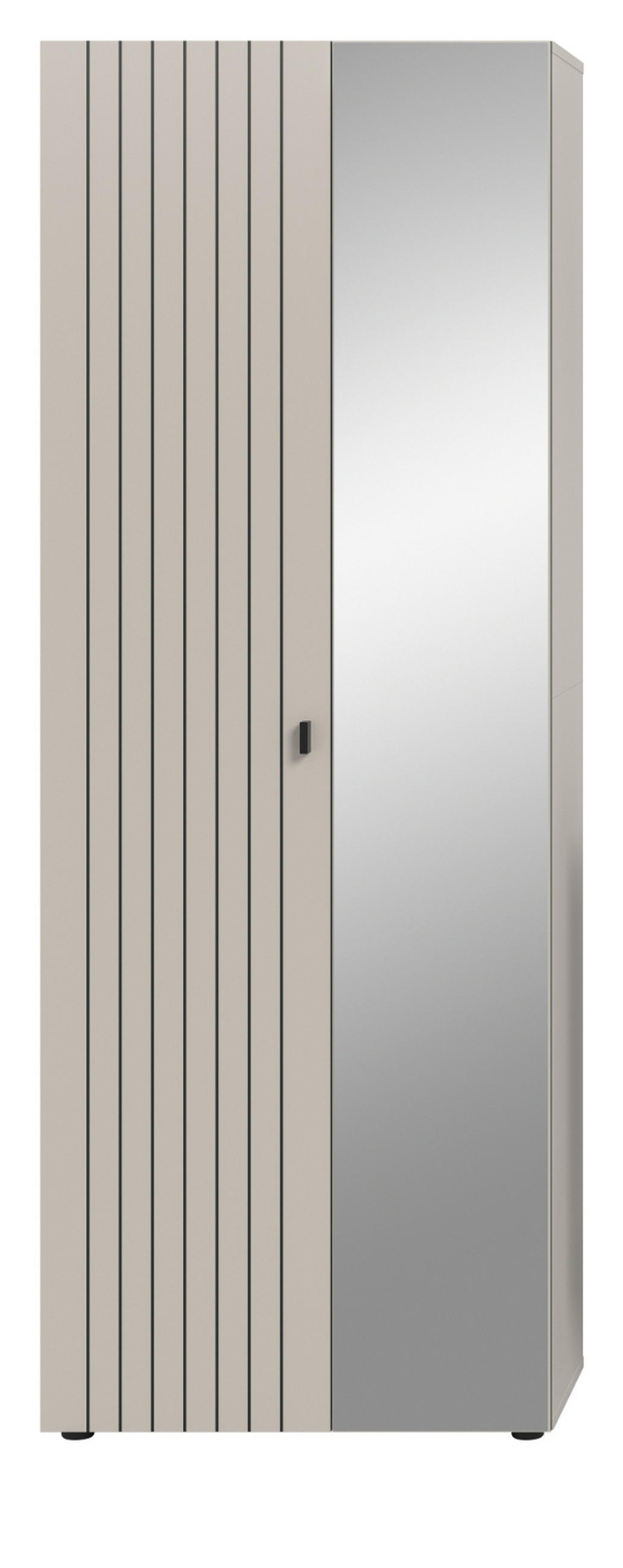 GARDEROBENSCHRANK Kaschmir 70 x 192 cm, Schuhschrank mit variabler Inneneinteilung - Kaschmir/Schwarz, Glas/Holzwerkstoff (70/192/37cm) - Inn.Furn