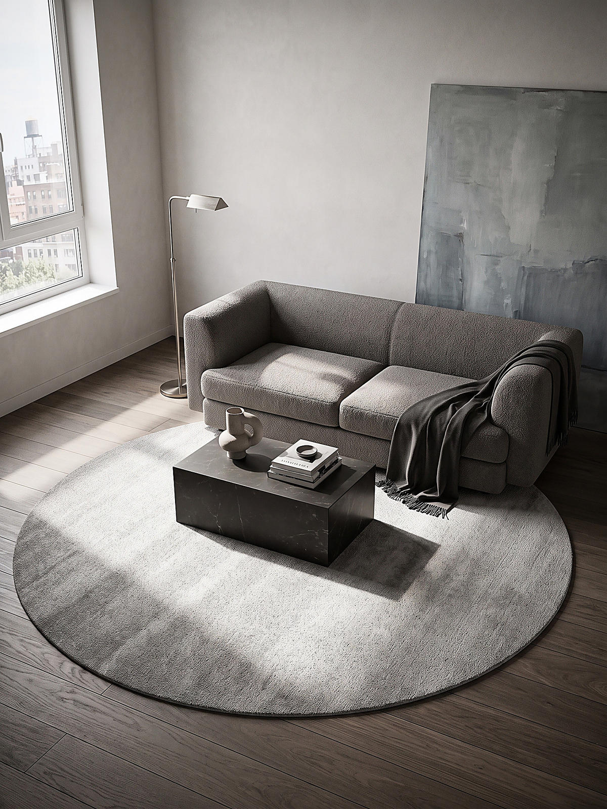 TEPPICH Hochflor BORMIDA Uni Polypropylen Silber Ø 200 cm Rund - Silberfarben, Textil (200/200cm) - KADIMA DESIGN