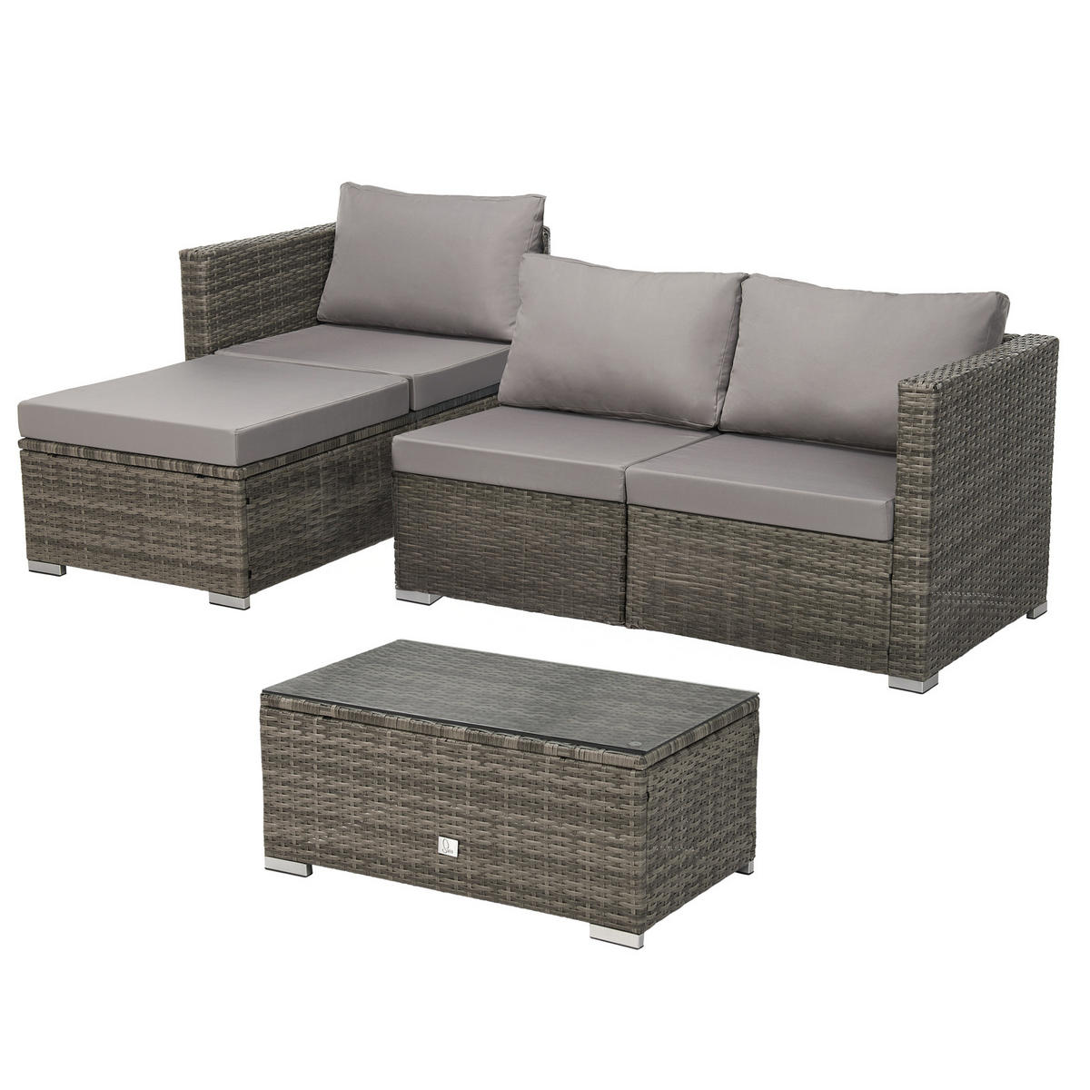 GARTENLOUNGE Queens Grau - Grau, Kunststoff - SVITA