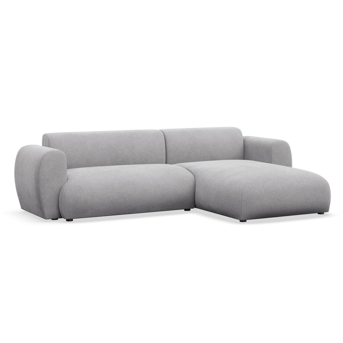 ECKSOFA Emia Grau rechts - Schwarz/Grau, Kunststoff/Textil (156/262cm) - Selsey
