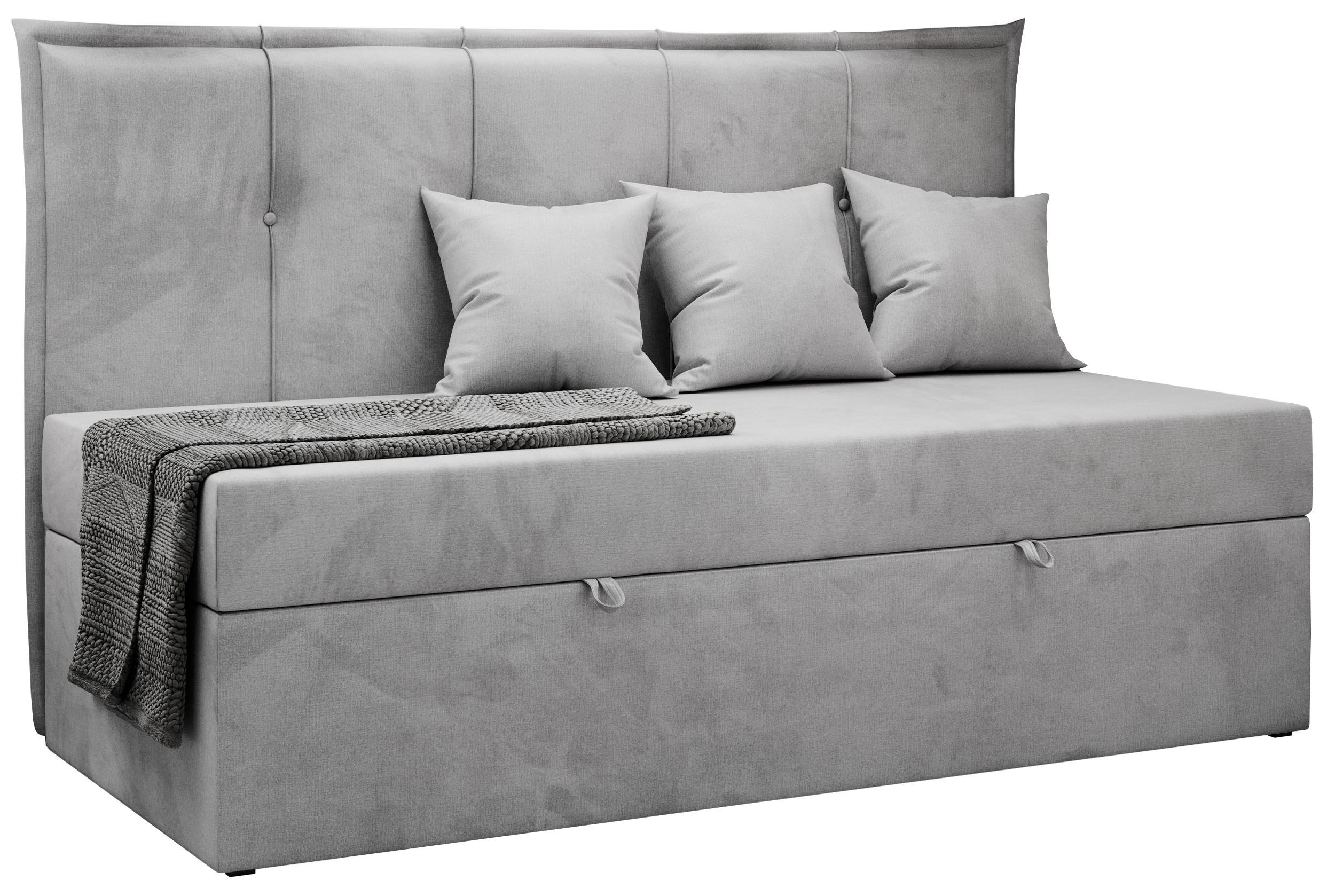 BOXBETT BANCO 90/200 Hellgrau Velvet hydrophob - H3 - Hellgrau, Holz/Textil (90/200cm) - MKS