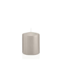 STUMPENKERZEN Zinn Grau Ø 78 x 100 mm, 8 Stück - Hellgrau, Paraffin (8/10cm) - Wiedemann Kerzen