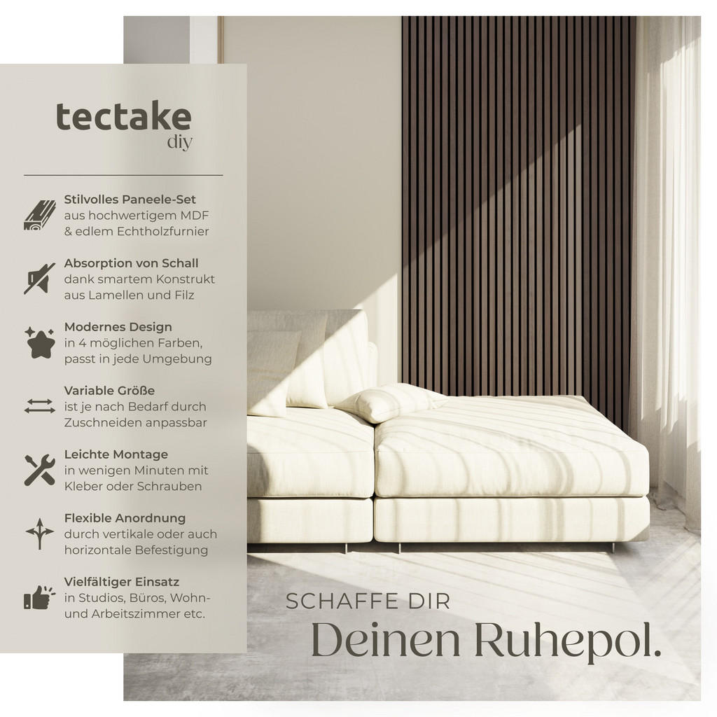 Thumbnail - tectake Akustikpaneele, Silbereichen, Grau, Holz, 60x120x120 cm, Tapeten & Wandverkleidungen, Akustikpaneele