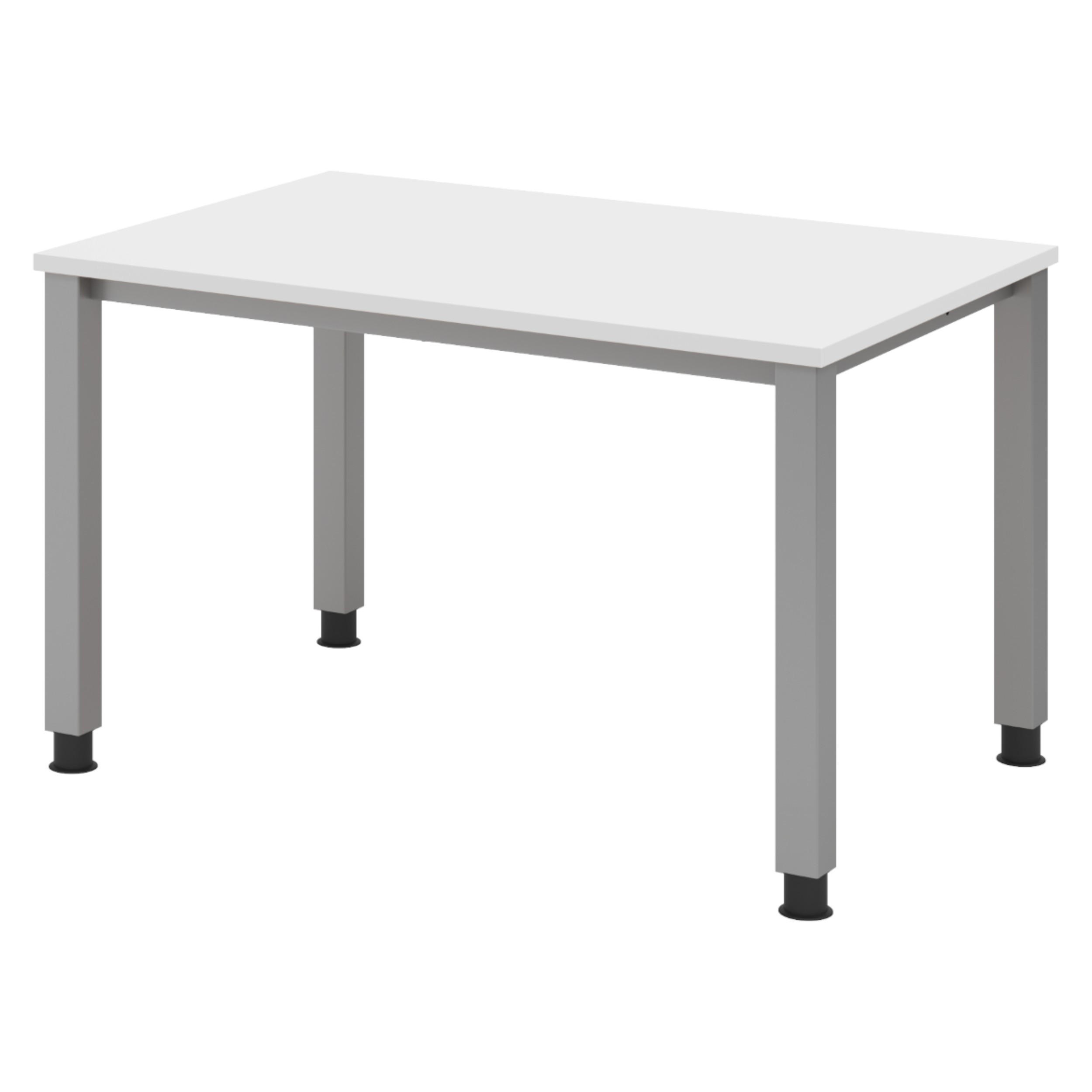 SCHREIBTISCH Serie-Q Gestell: Silber 80/120/74 cm in Weiß - Weiß, Holzwerkstoff (80/120/74cm) - bümö