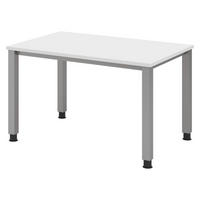 SCHREIBTISCH Serie-Q Gestell: Silber 80/120/74 cm in Weiß - Weiß, Holzwerkstoff (80/120/74cm) - bümö