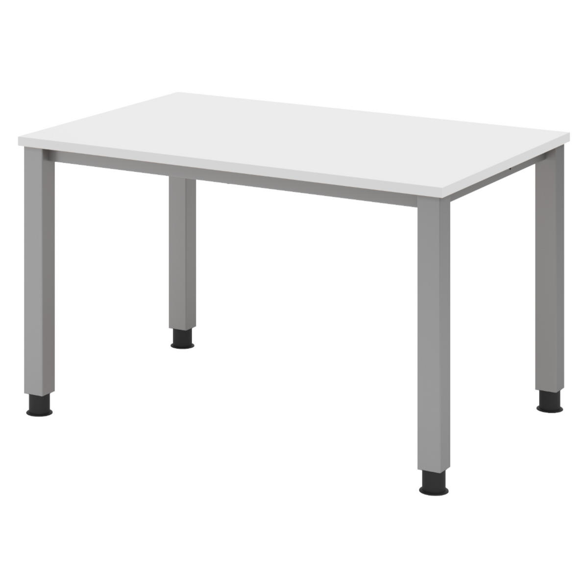 SCHREIBTISCH Serie-Q Gestell: Silber 80/120/74 cm in Weiß - Weiß, Holzwerkstoff (80/120/74cm) - bümö