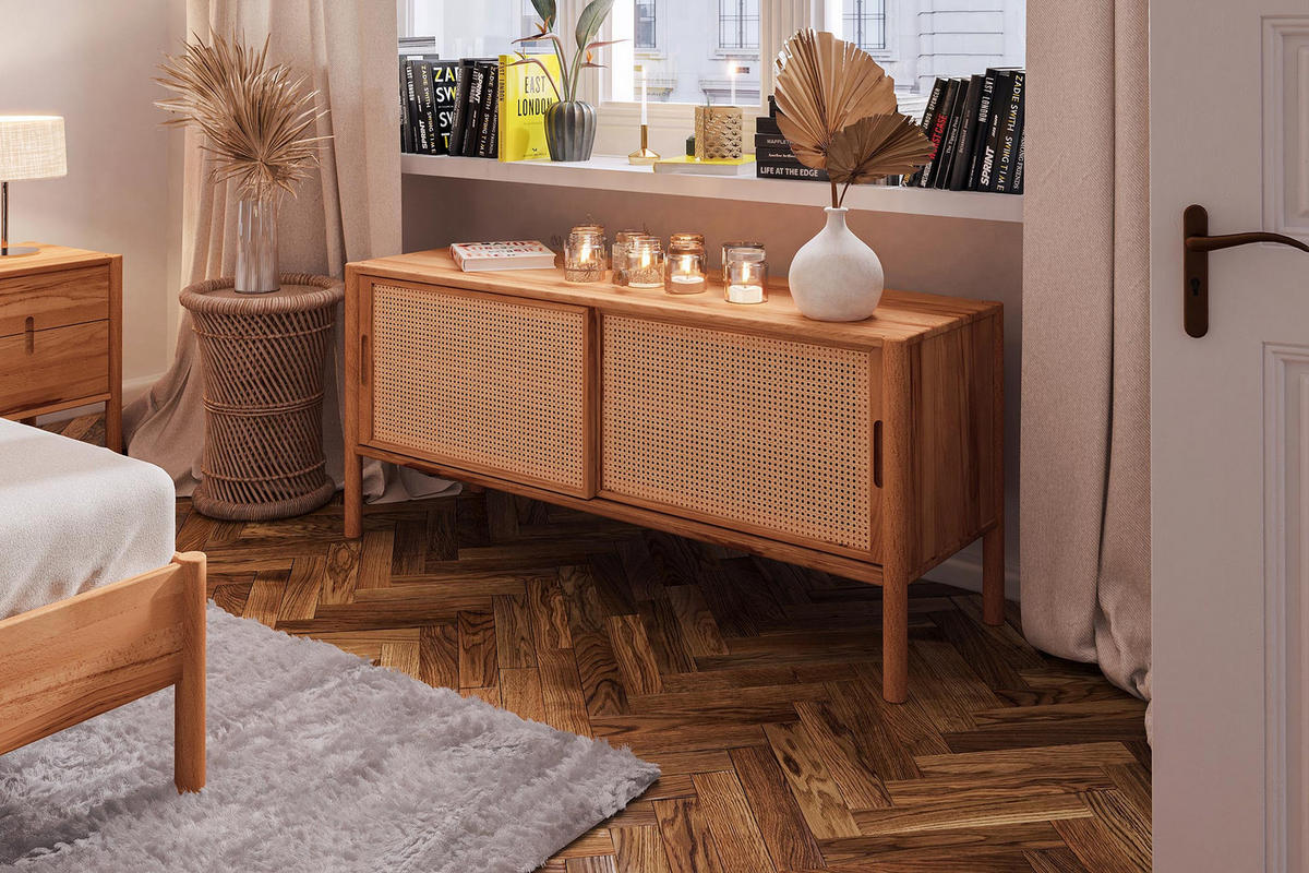TV-SCHRANK INA Kernbuche - Ecru, Holz (142/64/46cm) - byoak