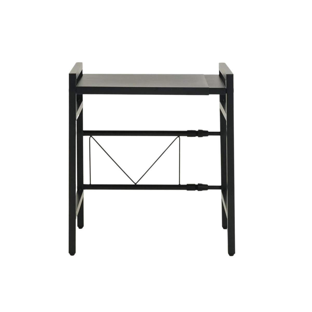 VERSTELLBARES Mikrowellenregal NEXO mit Ablagefläche 2-Stufig HxBxT 46x40-60x36 cm Ausziehbar zwischen 40-60cm Metall Schwarz - Schwarz, Metall (60/46/36cm) - BERLINLODGE