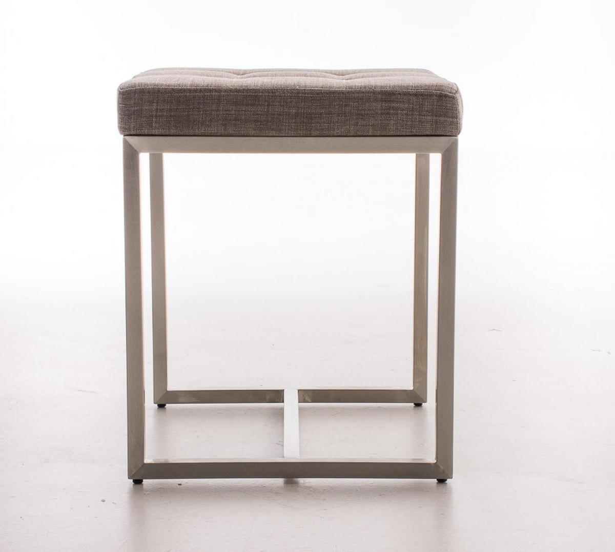 HOCKER Stoff grau - Edelstahlfarben/Grau, Textil/Metall (40/48/40cm) - CLP