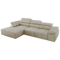 ECKSOFA RILASSO L Beige Velvet - links - Beige/Schwarz, Kunststoff/Textil (296/174cm) - MKS