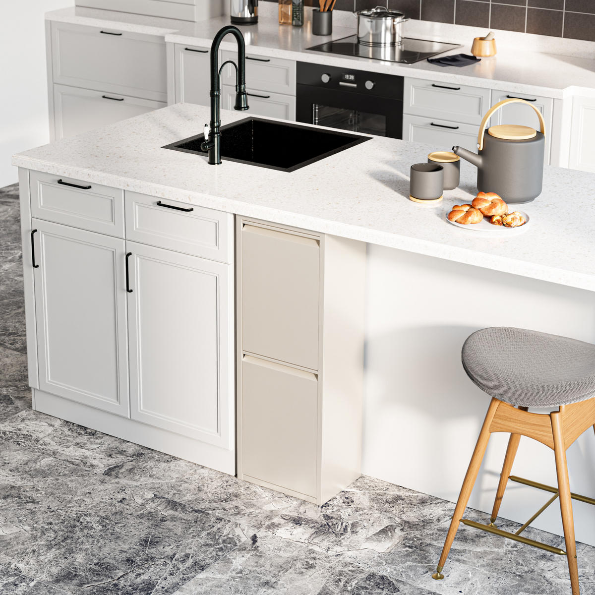 SKŘÍŇ NA ODPADKY Sollentuna - krémová, kov/plast (33/93/25cm) - [en.casa]