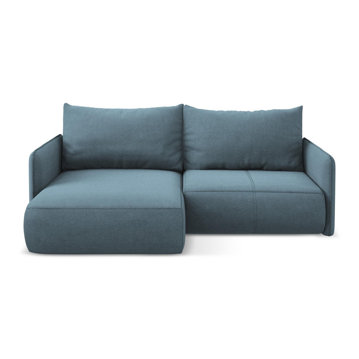 ECKSOFA mit Schlaffunktion Strukturstoff Stoff Blau - Blau/Schwarz, Kunststoff/Textil (148/207cm) - LaMiaSofa