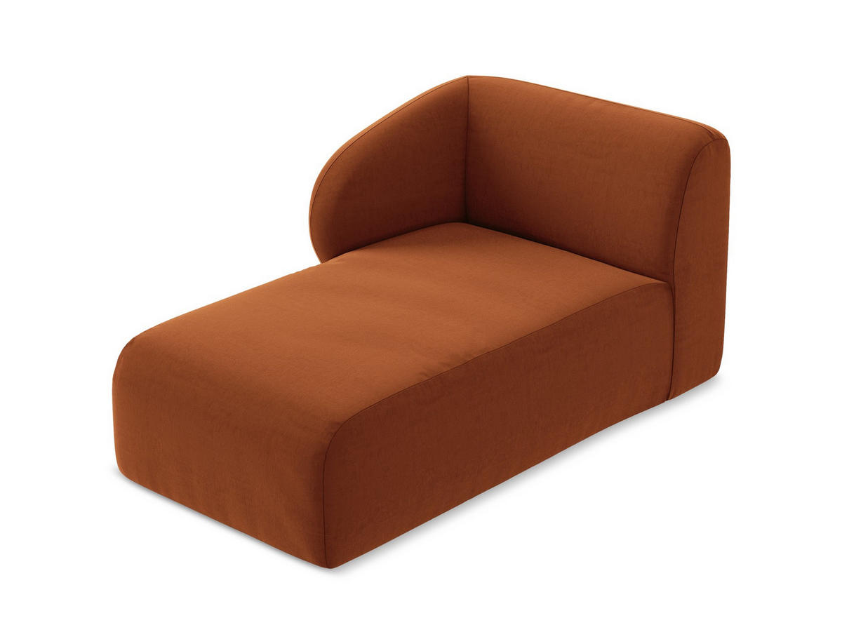 SOFAELEMENT Links Samt Stoff Orange - Terra cotta/Schwarz, Holzwerkstoff/Kunststoff (91/75/166cm) - Makamii