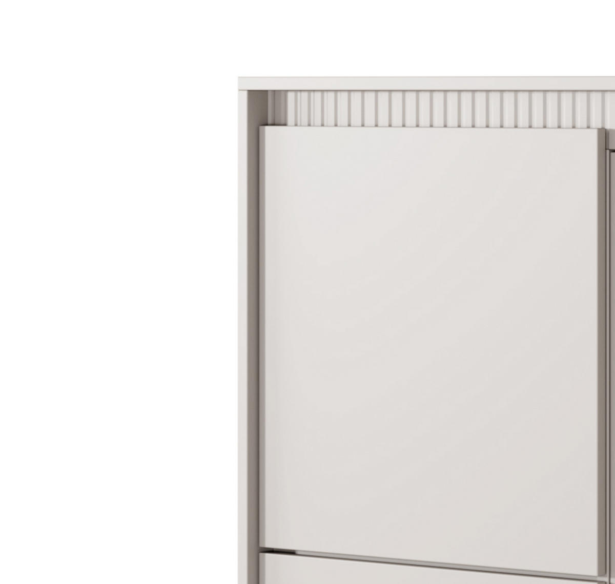 KOMMODE SENSO 3D Hoch, Geriffelte MDF-Fronten, Push-to-Open, Metallfüße, 103,5x123,4x39,5 cm - Beige - Beige/Creme, Holz/Holzwerkstoff (104/124/40cm) - DomoHome