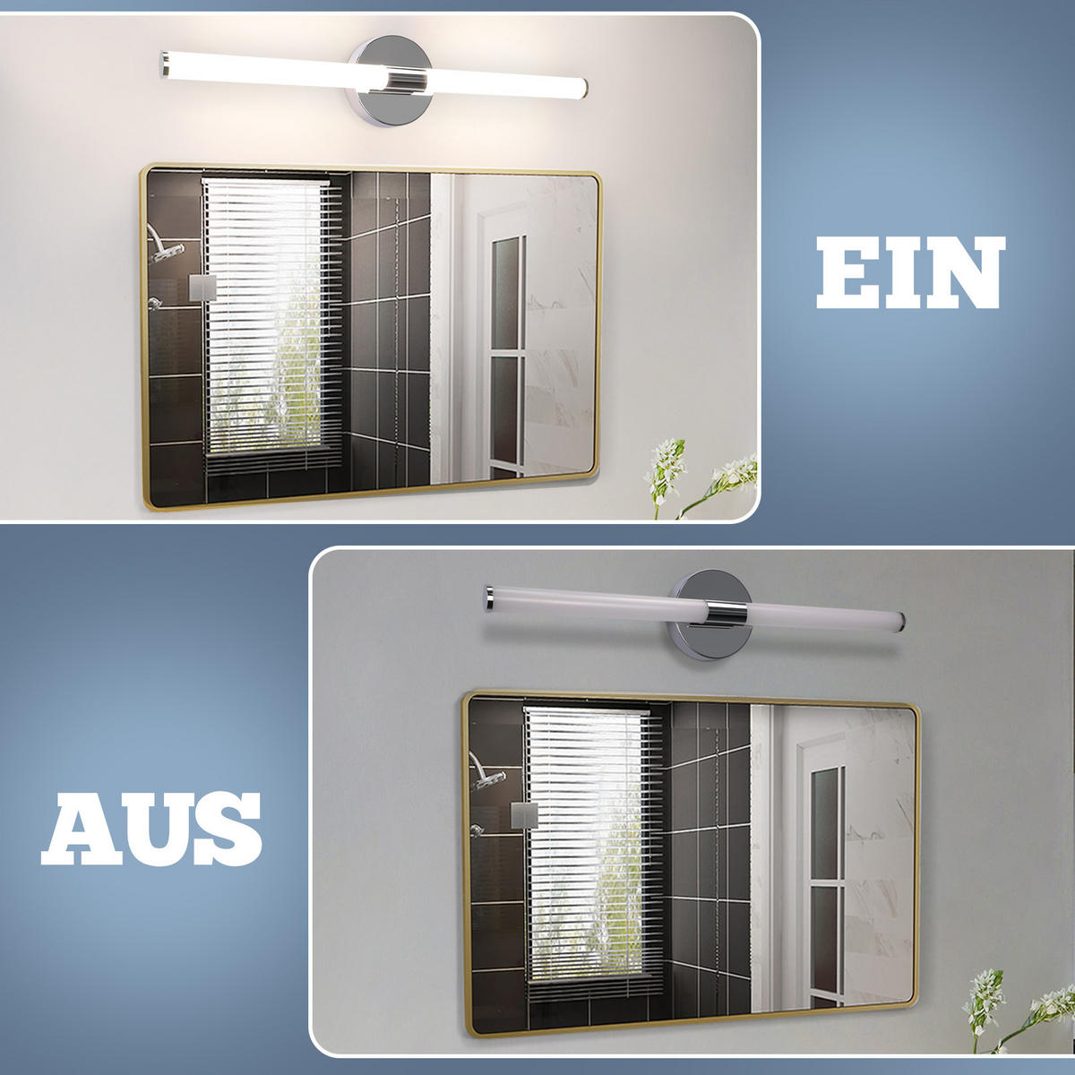 SPIEGELLEUCHTE Vryxelk 12/6.6/60 cm - Chromfarben, Kunststoff (60/12/6.6cm) - ZMH