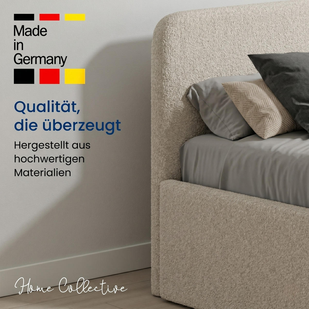 POLSTERBETT 160x200 cm Bonnell-Matratze H2 Bouclé Creme - Creme, Textil (160/200cm) - Home Collective