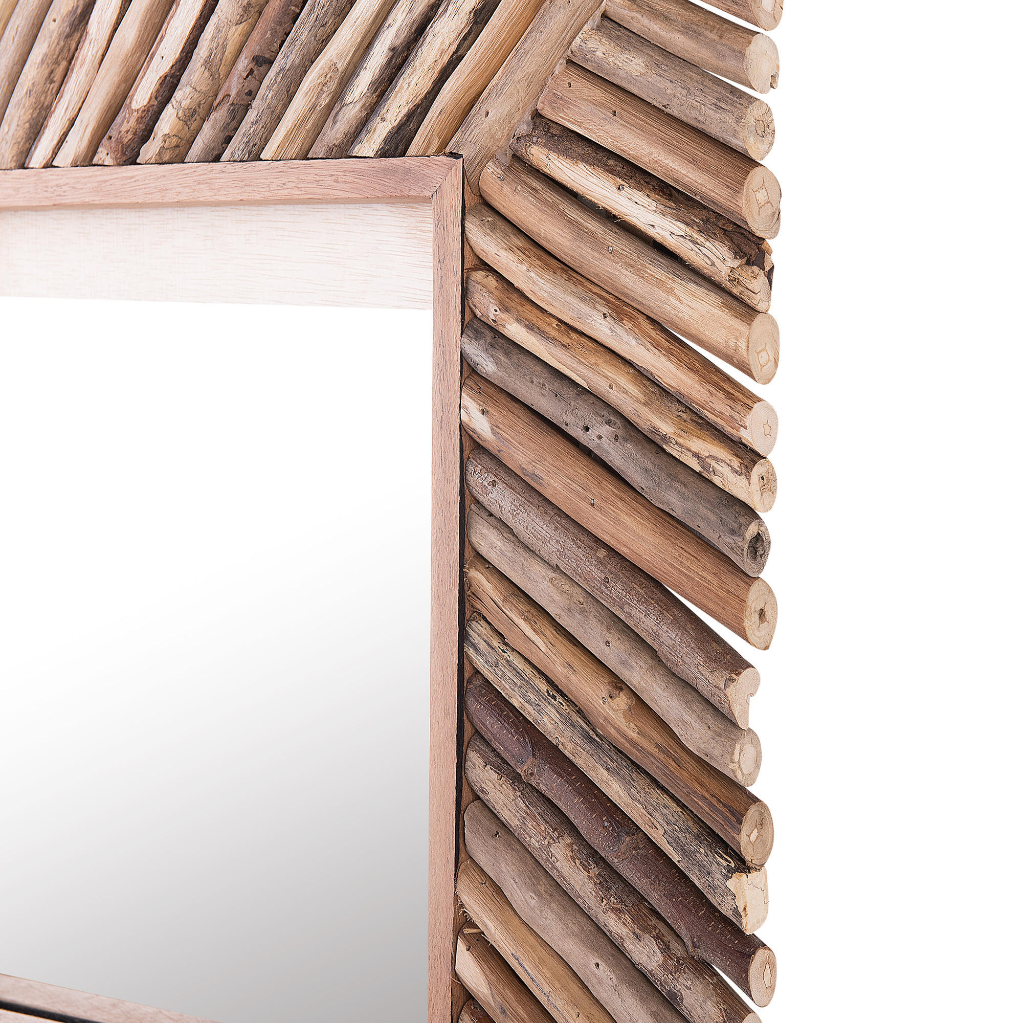 WANDSPIEGEL Holz hellbraun quadratisch 60/60 cm Kanab - Hellbraun, Holz (60/60/5cm) - Beliani
