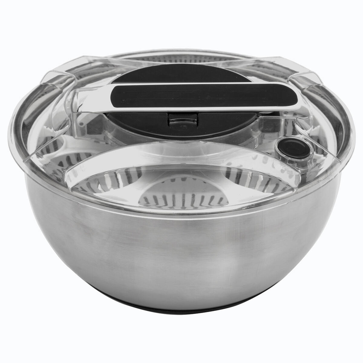 SALATSCHLEUDER mit Hebel, Edelstahl, Kunststoff, Silberfarben, 3.5 Liter - Silberfarben, Metall (28/17cm) - 5five Simply Smart