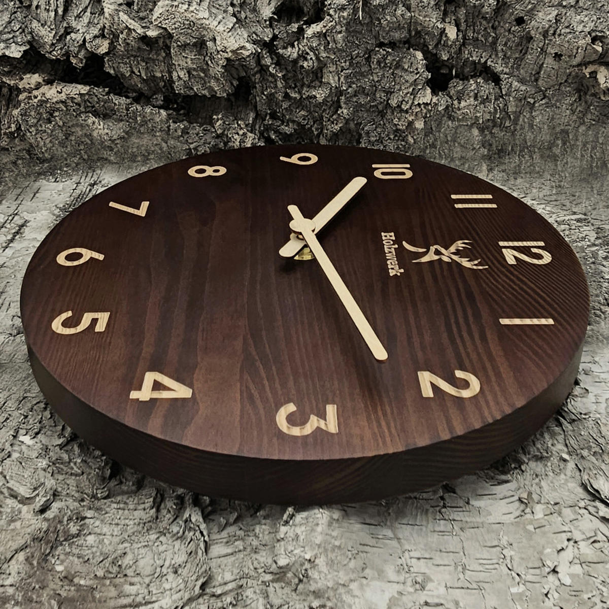 WANDUHR Holz Designer WINTERBERG Loft Wand Uhr, braun - Beige/Braun, Holz (25/25/2.2cm) - Holzwerk