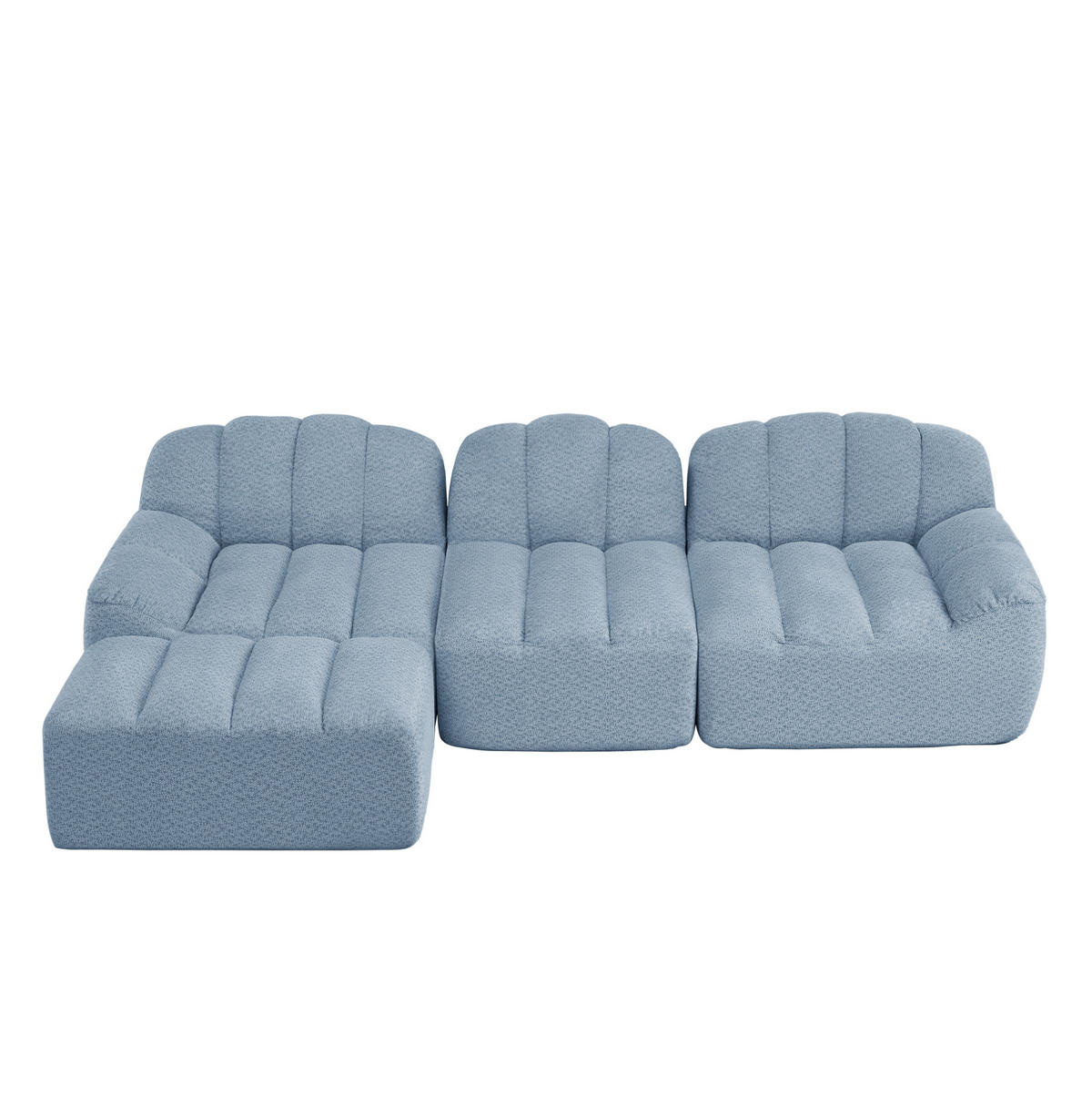 SOFA modular 3-Sitzer mit Ottoman Blue - Blau, Kunststoff (165/288cm) - Meubliv