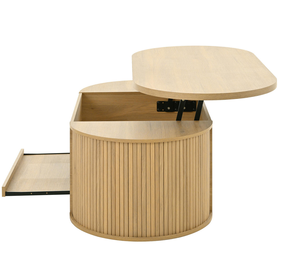 KONFERENČNÍ stolek 110/55,5/40 cm přírodní z MDF se zvedací deskou a výsuvnou policí - přírodní, kompozitní dřevo (110/55.5/40cm) - OKWISH