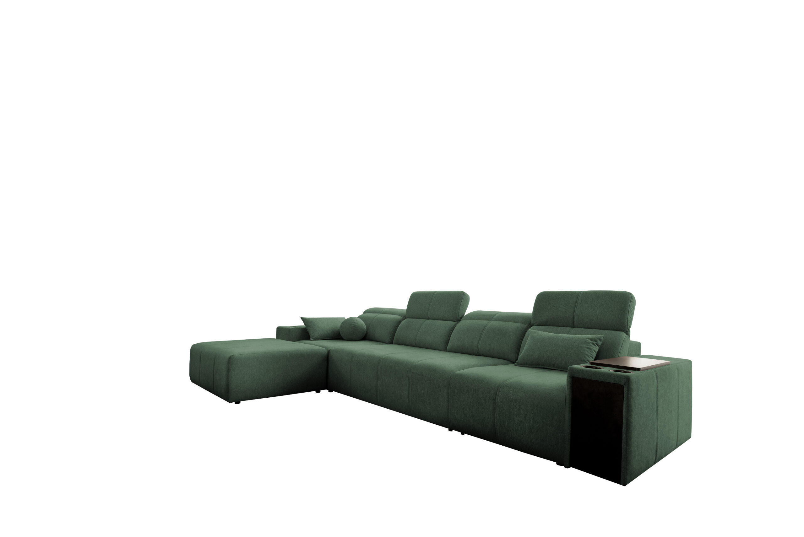 ECKSOFA mit Schlaffunktion und Mindy XII Stoff Verita Grün Links - Grün, Holz (202/348cm) - Kaiser Möbel