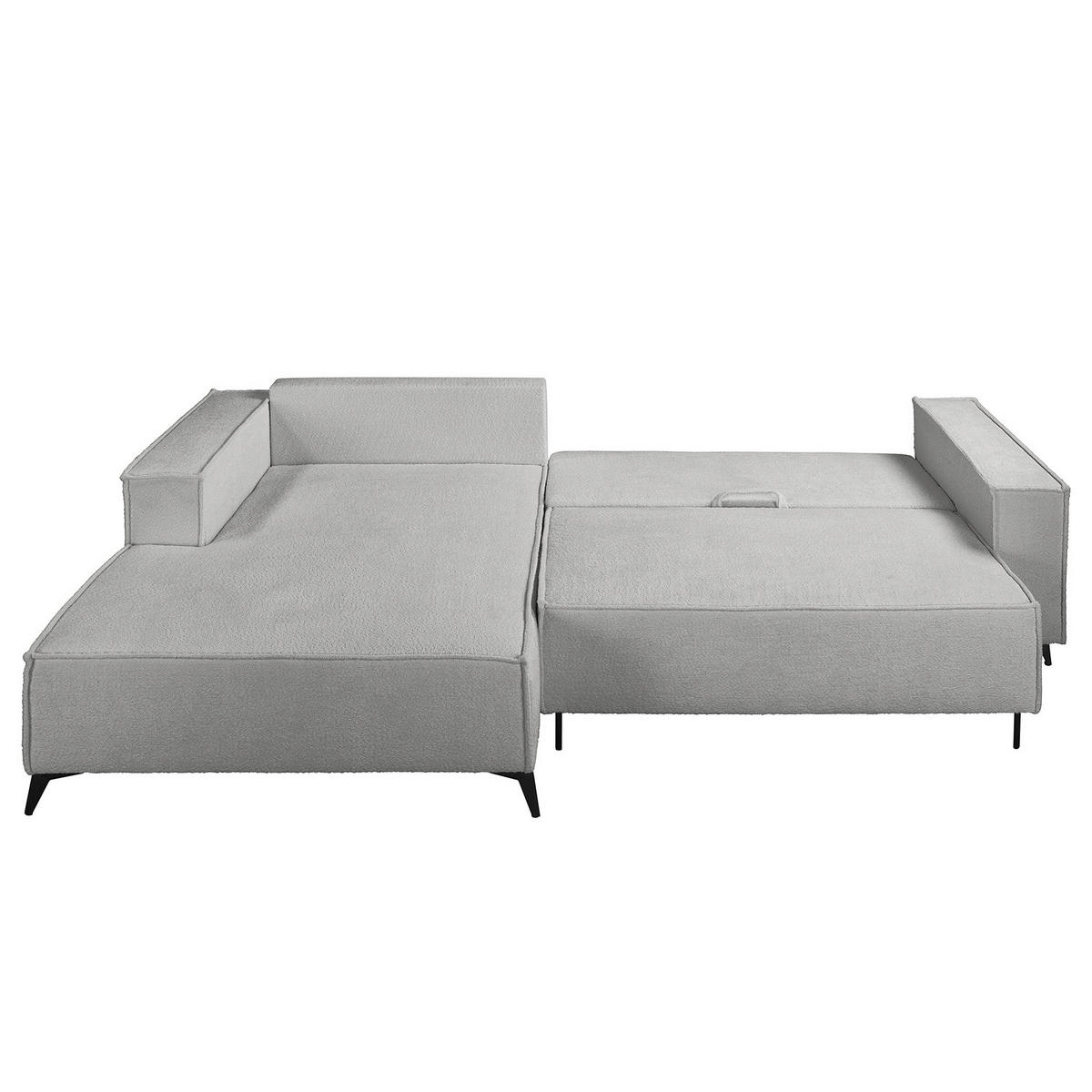 ECKSOFA mit Schlaffunktion - Schwarz/Grau, Textil (294/185cm) - home24