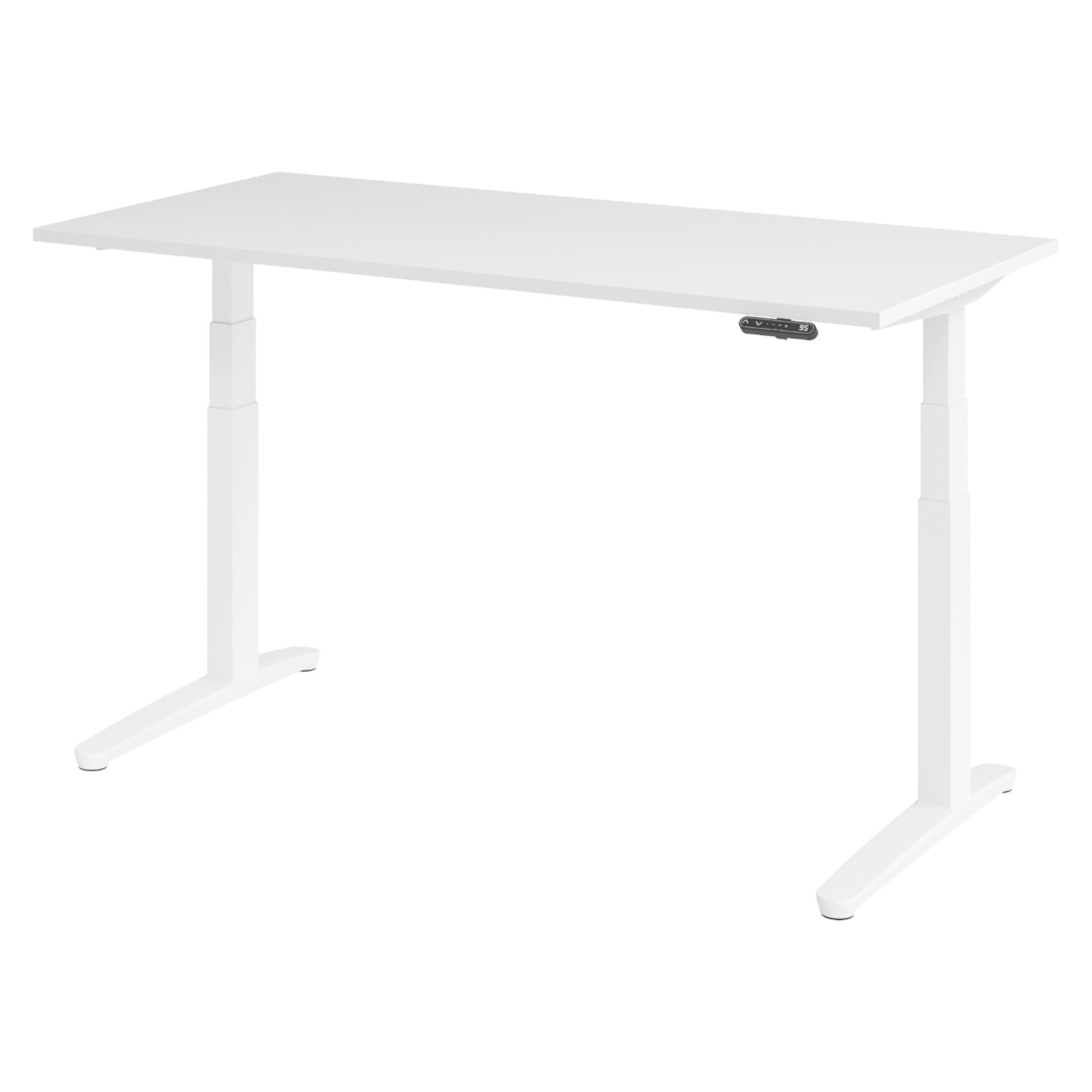 SCHREIBTISCH elektrisch XBHM 80/160/74 cm in Weiß/Weiß - Weiß, Holzwerkstoff (80/160/74cm) - bümö