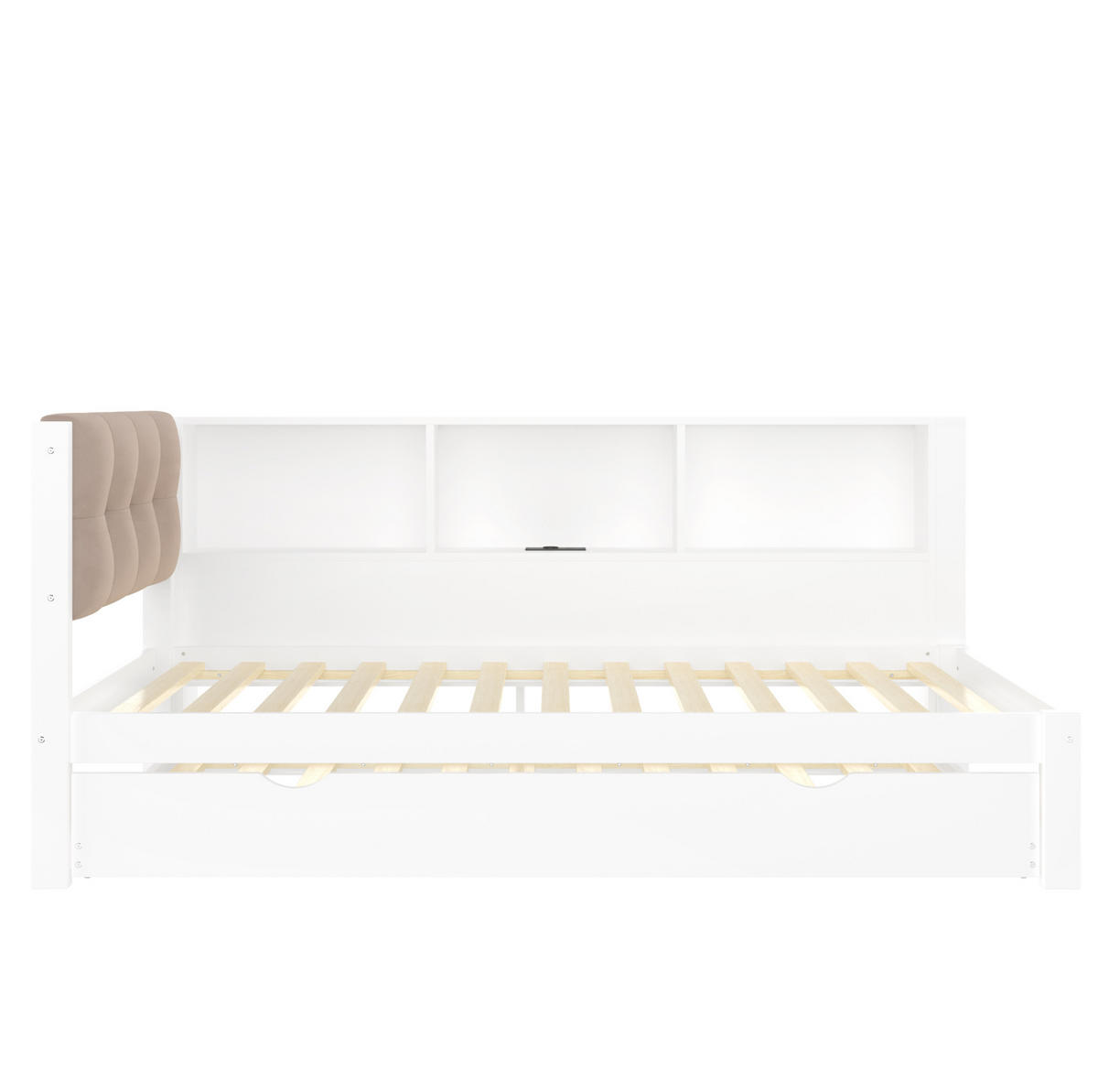 POLSTERBETT aus Kiefernholz 90x200 cm in Weiß mit Ausziehbett, LED & USB - Weiß, Holz (90/200cm) - Modfu