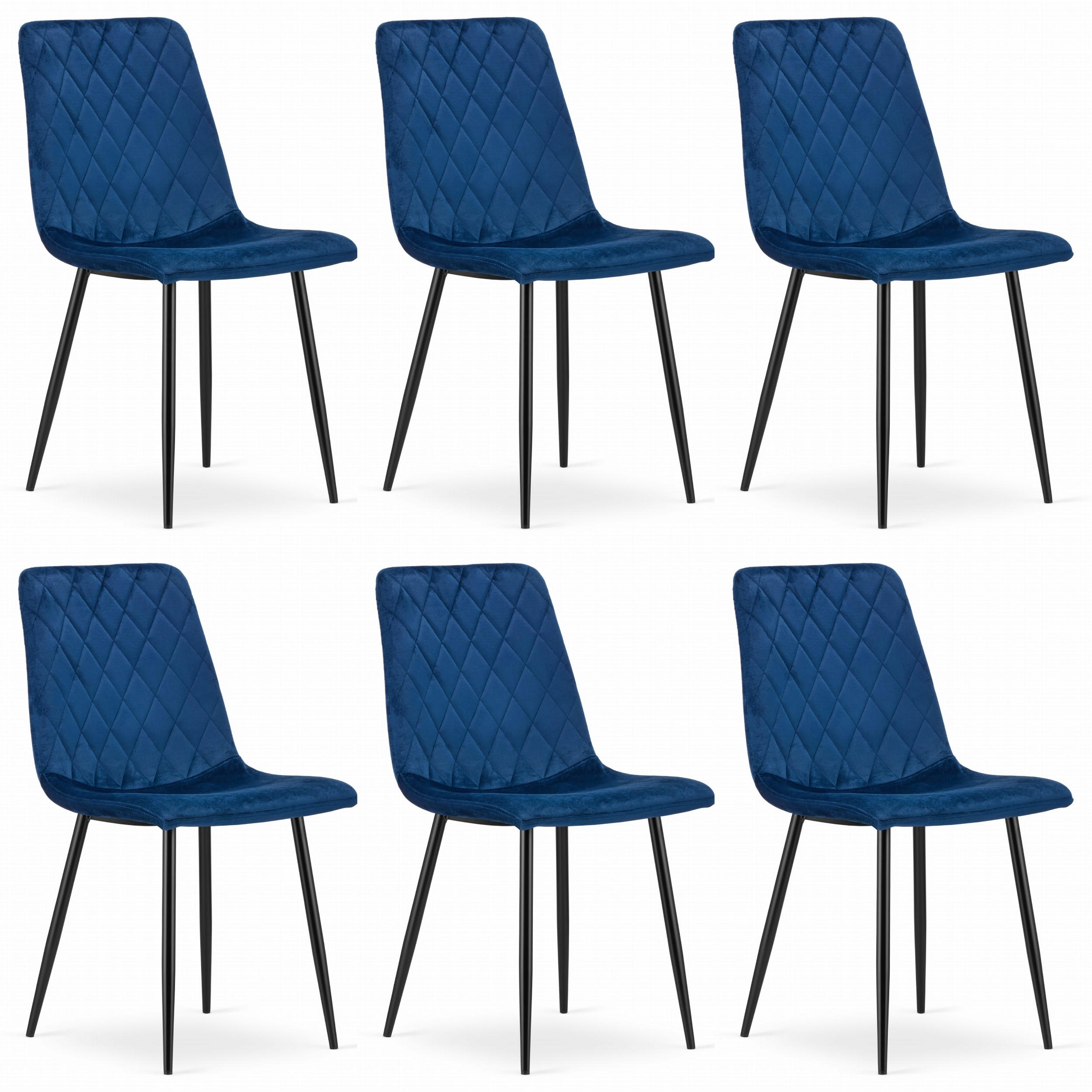 STUHL SCANNO 6-er Set, Blau, mit Samtstoff gepolstert - Blau, Textil/Metall (45/89/53cm) - Komodee