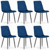 STUHL SCANNO 6-er Set, Blau, mit Samtstoff gepolstert - Blau, Textil/Metall (45/89/53cm) - Komodee