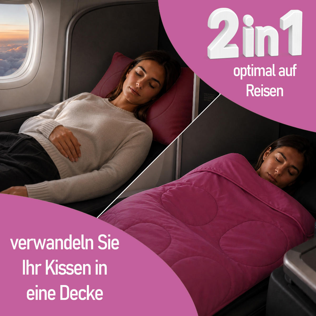 VERWANDLUNGSDECKE 2in1 Fuchsia - Beere, Textil (135/200cm) - Bestlivings