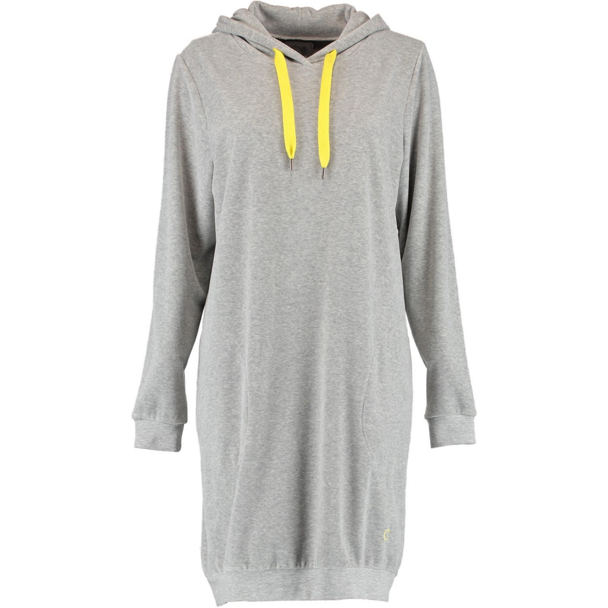 HOODIE DAMEN KAPUZE ACTIVE 820 GRAU-MELANGE-GELB - 75 - Grau, Textil (XSnull) - Cawoe